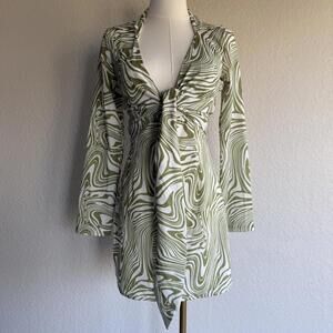 Oh Polly white and green swirl dress Size 2